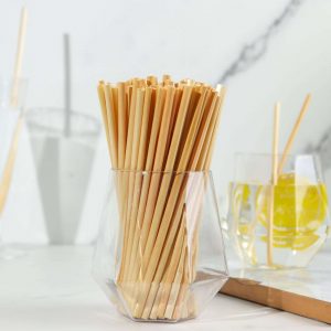 100-Pack Compostable Straws 6" Plant Based 100% Plastic Free - Eco-Friendly Wheat Drinking Straws